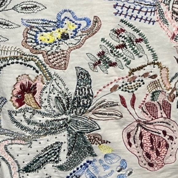 Soft Surroundings embroidered and embellished v neck top size S - Picture 4 of 8